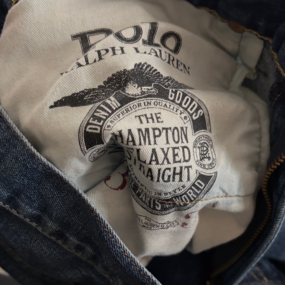 Hampton Relaxed Straight Polo Ralph Lauren Darker Denim Jeans - 34x30 - Picture 5 of 6